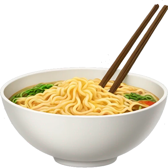 Asian Ramen noodles in a bowl with chopsticks  emoji