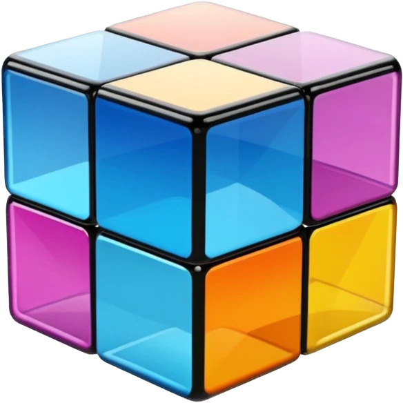 Transparent glass Rubix cube emoji