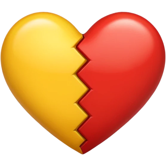 Yarısı Sarı yarısı kırmızı kalp emoji