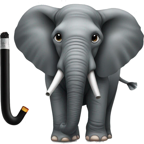Elephant with black cigarette in the trunk emoji