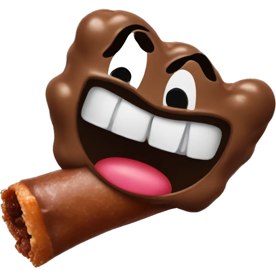 Emoji drooling on tootsie roll emoji