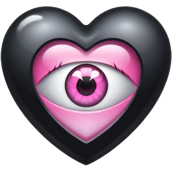 A black heart crystal with a pink eye in the center emoji