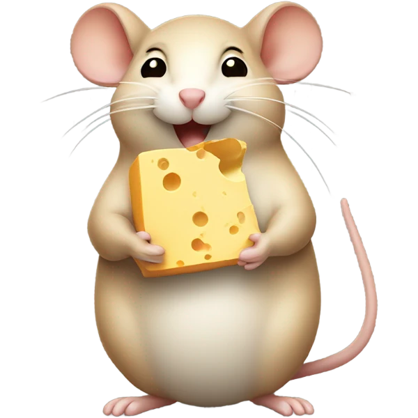Fat brown mouse holding cheese emoji