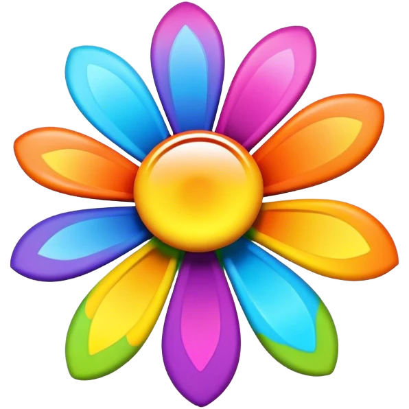 3D, Groovy psychedelic hippie style flower emoji