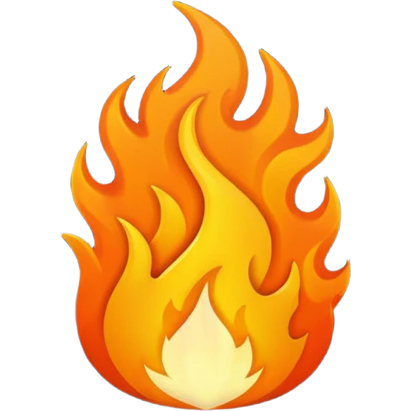 fire emoji in iPhone style, with a vibrant flame and a simple, clean design emoji