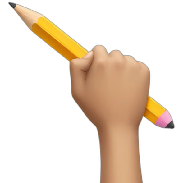hand holding a big pencil in fist emoji