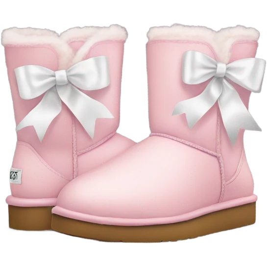 Light pink uggs with white ribbons that are short emoji