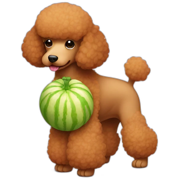 Light brown poodle with a piece of melon emoji