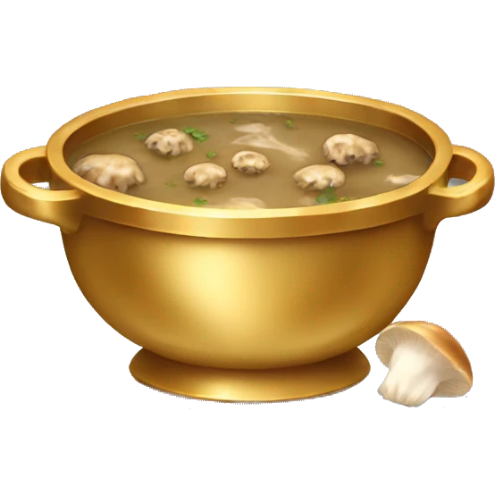 Mushroom soup in a gold bowl emoji