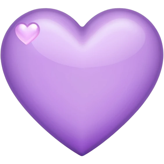 A light purple heart emoji that has the same shape as a normal heart emoji and light reflecting is from the tip of the heart and not in a circular  shape emoji