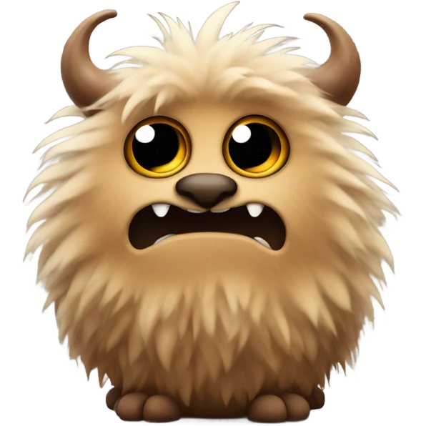 cute fluffy brown monster with round ears  emoji
