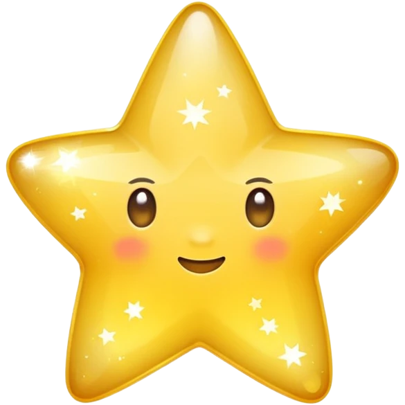 Generate a high-quality 3D cartoon-style emoji of a yellow sparkling star, glittering and shining effect, smooth gradient colors, rounded and cute appearance, no human faces, simple white background, high-resolution.

 emoji