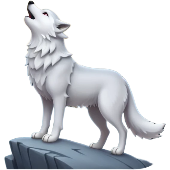 white wolf howling in full moon emoji