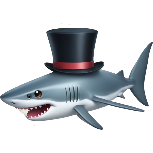 Shark with a top hat emoji