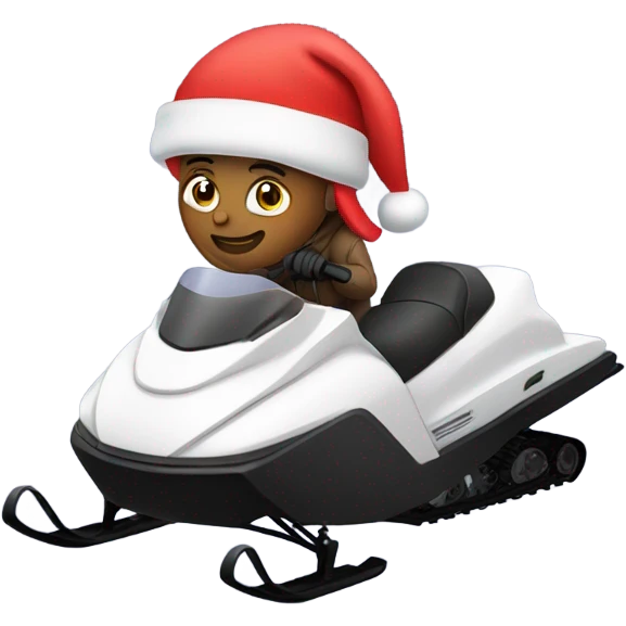 snowmobiling with santa hat on emoji