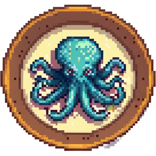 pixel art tapa de pulpo, small plate, bright colors, retro style emoji