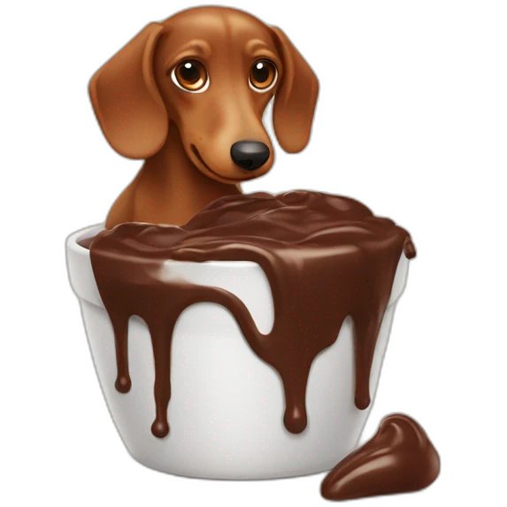 a dachshund vomiting chocolate cream emoji