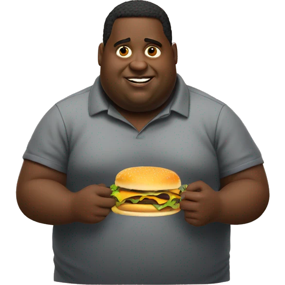 fat black guy eating cheese burger  emoji