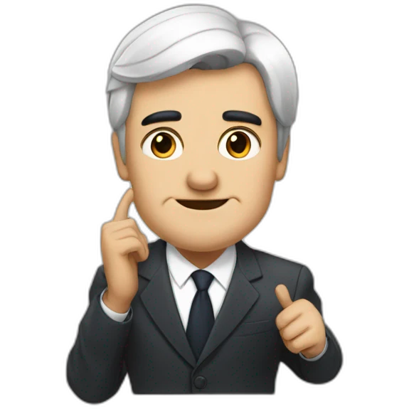 a white politician resembled to pedro sanchez  with black hair signing a paper emoji