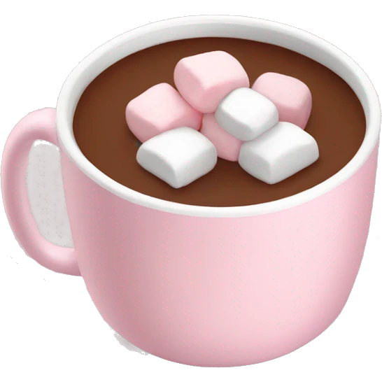 Light Pink mug of hot chocolate with marshmallows  emoji