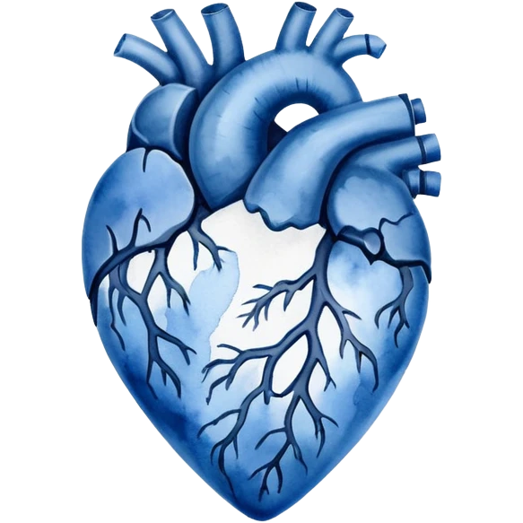 minimalist watercolor heart icon, monochromatic blue washes, soft bleeding edges, on textured white paper, anatomically inspired shape, serene and emotional, perfect for app icon, transparent background, flat lay --style raw --stylize 150 emoji