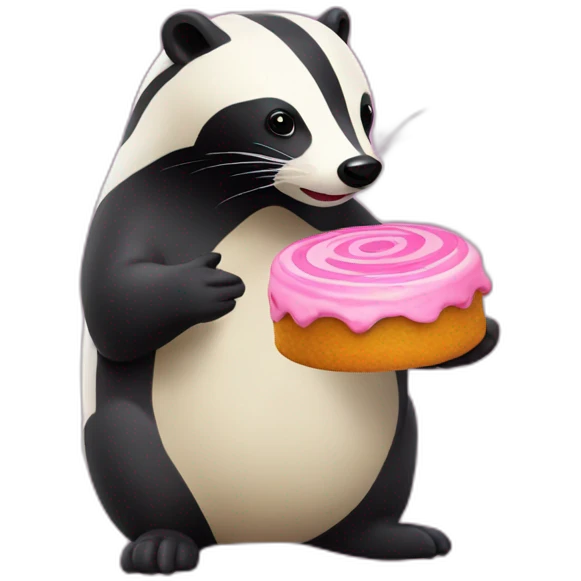 A badger with a Fish Cake with pink Swirl emoji