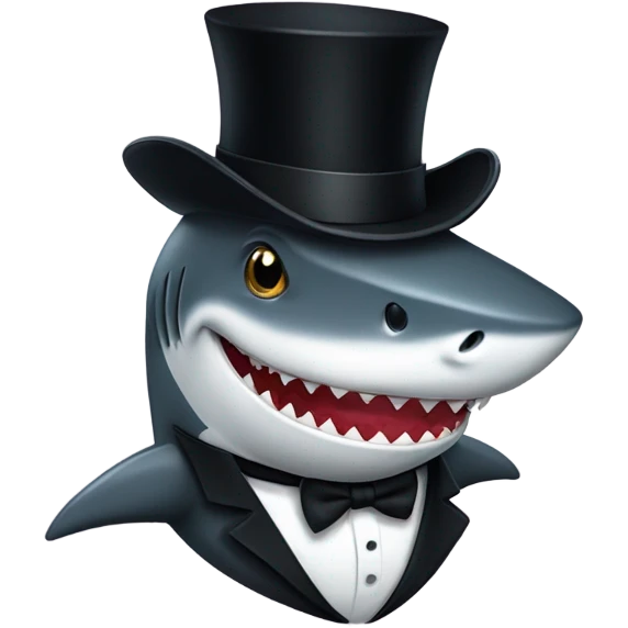 Shark with a top hat emoji