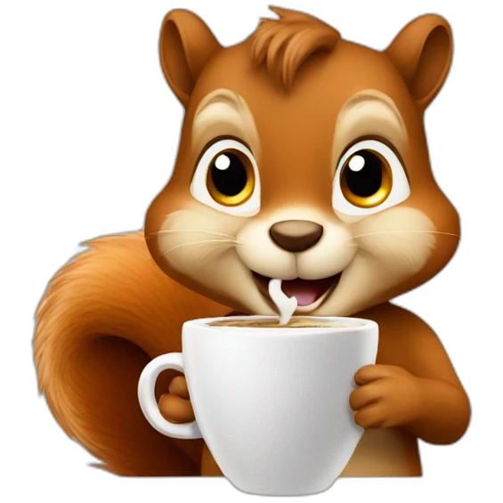 Squirrel with coffee emoji