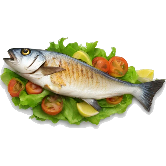 Grilled fish with salad emoji