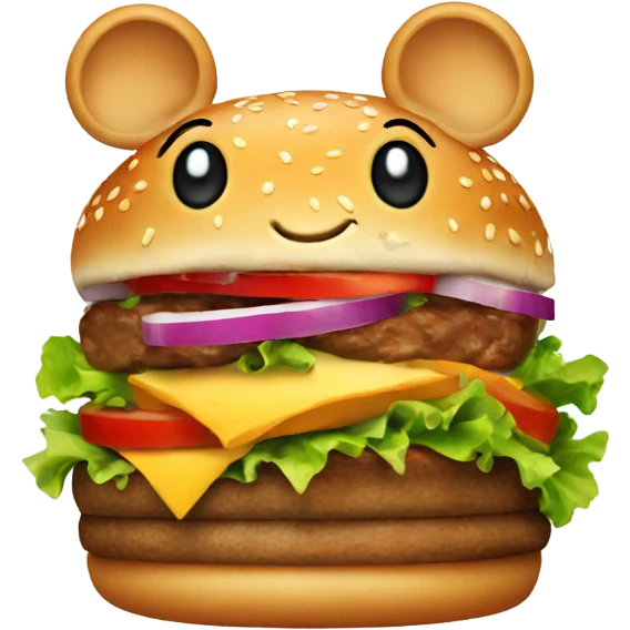 A burger with a mouse emoji