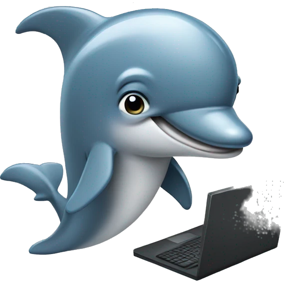Dolphin who works an office job on a computer  emoji