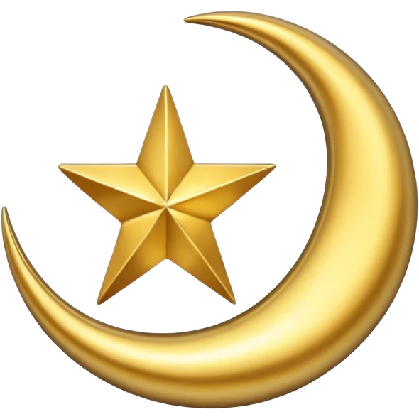 Star and Crescent emoji with black background and no face only star and crescent. emoji