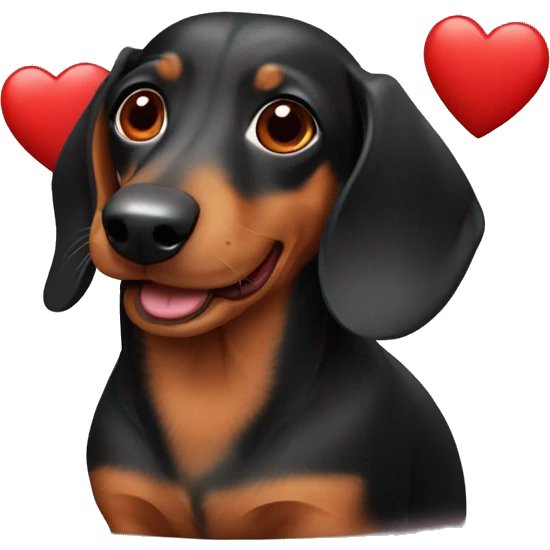 dachshund with a red heart emoji