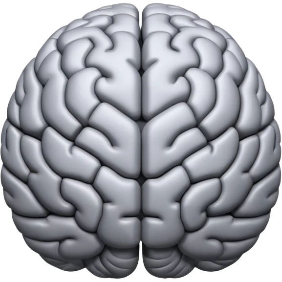 emoji icon of a brain with details of the brain structure and in detailed 3d rendring emoji