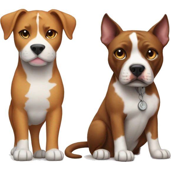 Calico cat and brown pitbull emoji