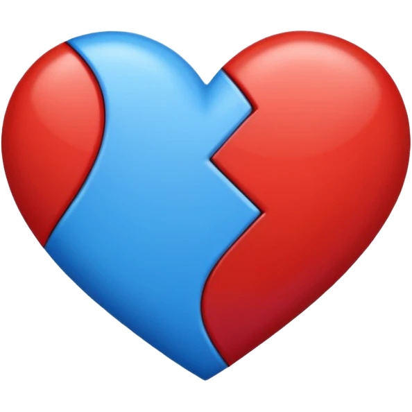 Half red half blue heart emoji