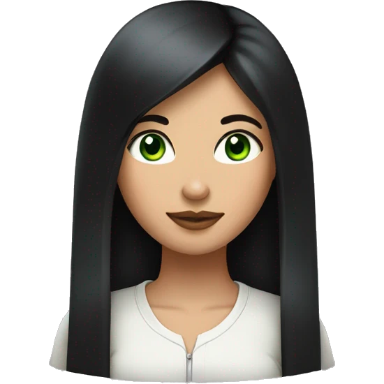 a girl with straight black hair, green eyes, plump lips, fair skin and a mole on her forehead on the left side emoji