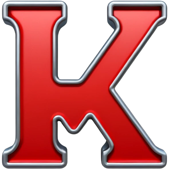 Red chain link logo in the shape of the letter K emoji