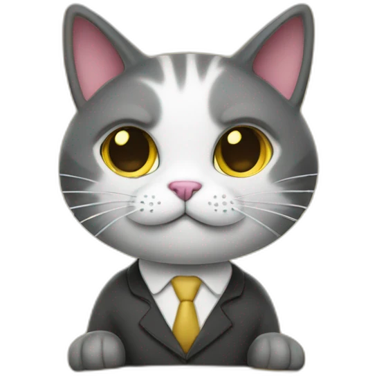 cat secretary sitting on top of the gold cloud emoji