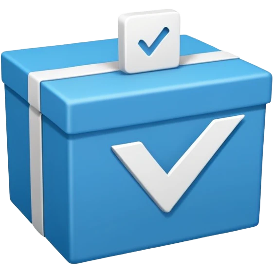 Side way check mark in bule box 2d not 3d emoji