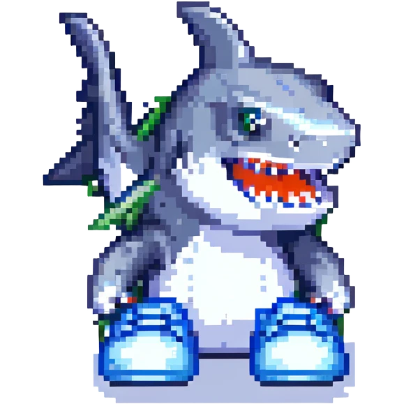 shark wearing blue shoes emoji