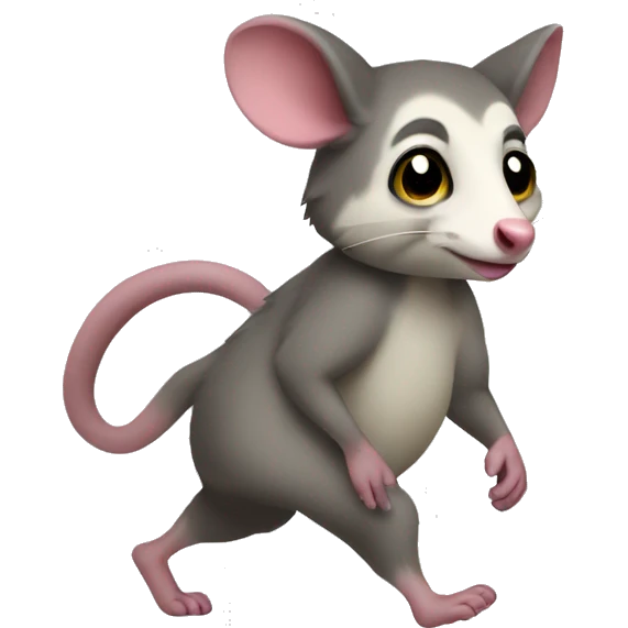 possum full body walking right side view with tail emoji