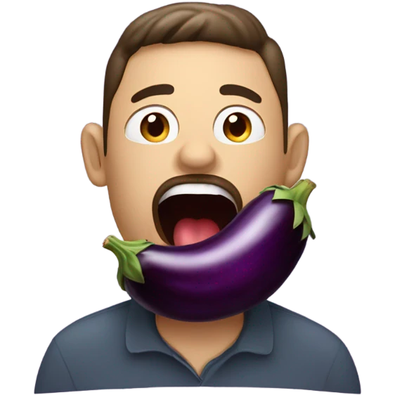 man eating an eggplant in 1 gulp emoji