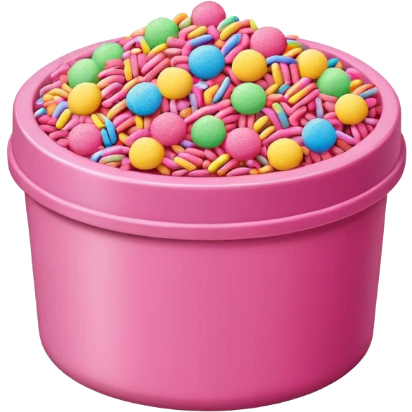 container of pink sprinkles with rainbow shaped sprinkles emoji