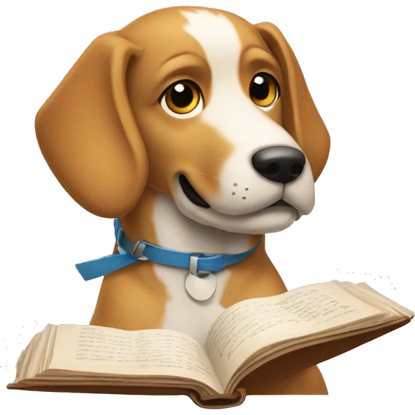 Un perro leyendo un periódico  emoji