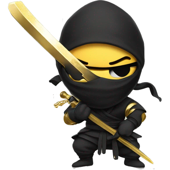 Ninja holding a sword with gold paint dripping off the sword  emoji