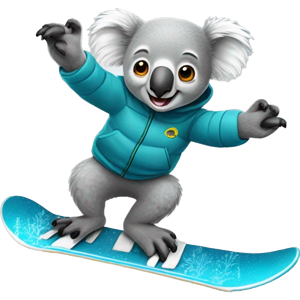 Koala snowboarding emoji