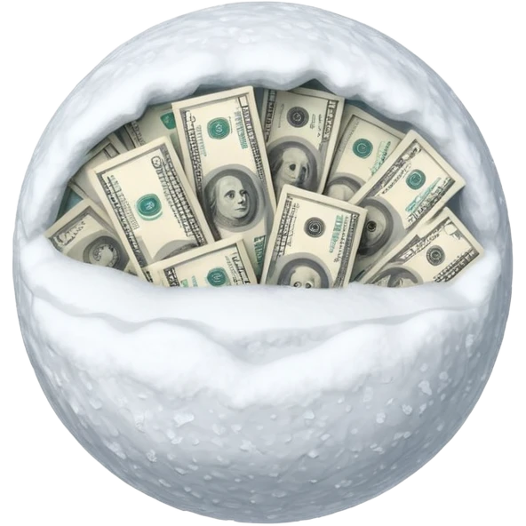 Snow ball with dollar bills  emoji