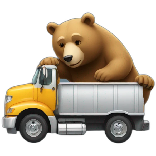 Bear driving truck with only truck head emoji