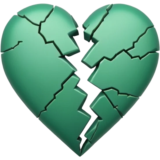 A simple green coloured broken heart with one crack in the middle nothing more then just one simple crack in the middle  emoji